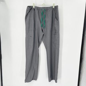 Figs Cairo Cargo Scrub Pants Sz XL Men's Gray Drawstring‎ Straight Leg 9-Pockets
